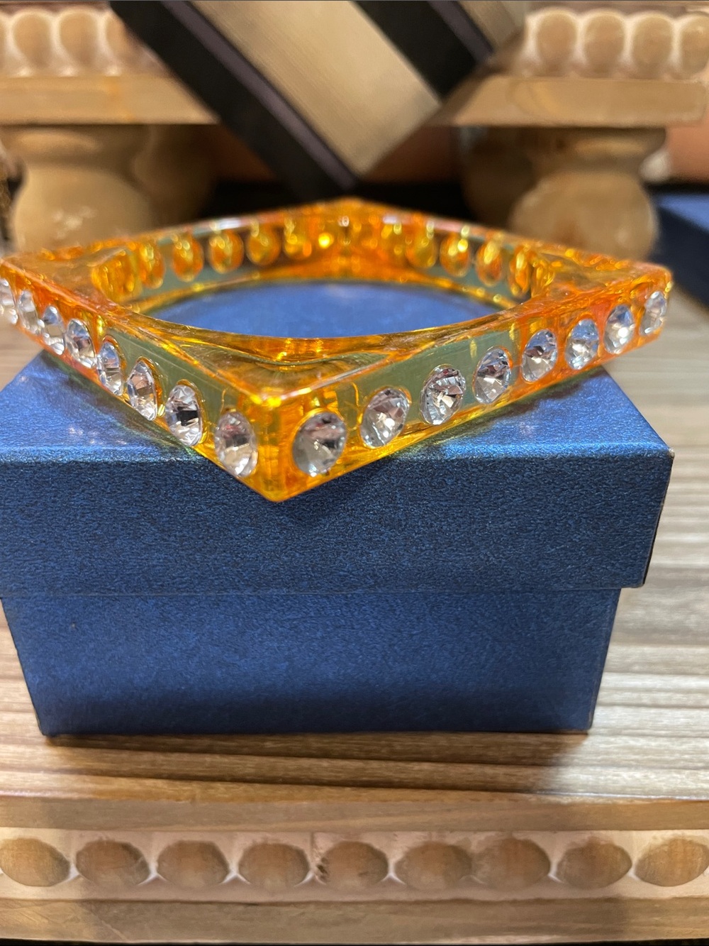 Amber Color Square Rhinestone Bracelet - Picture 2 of 6